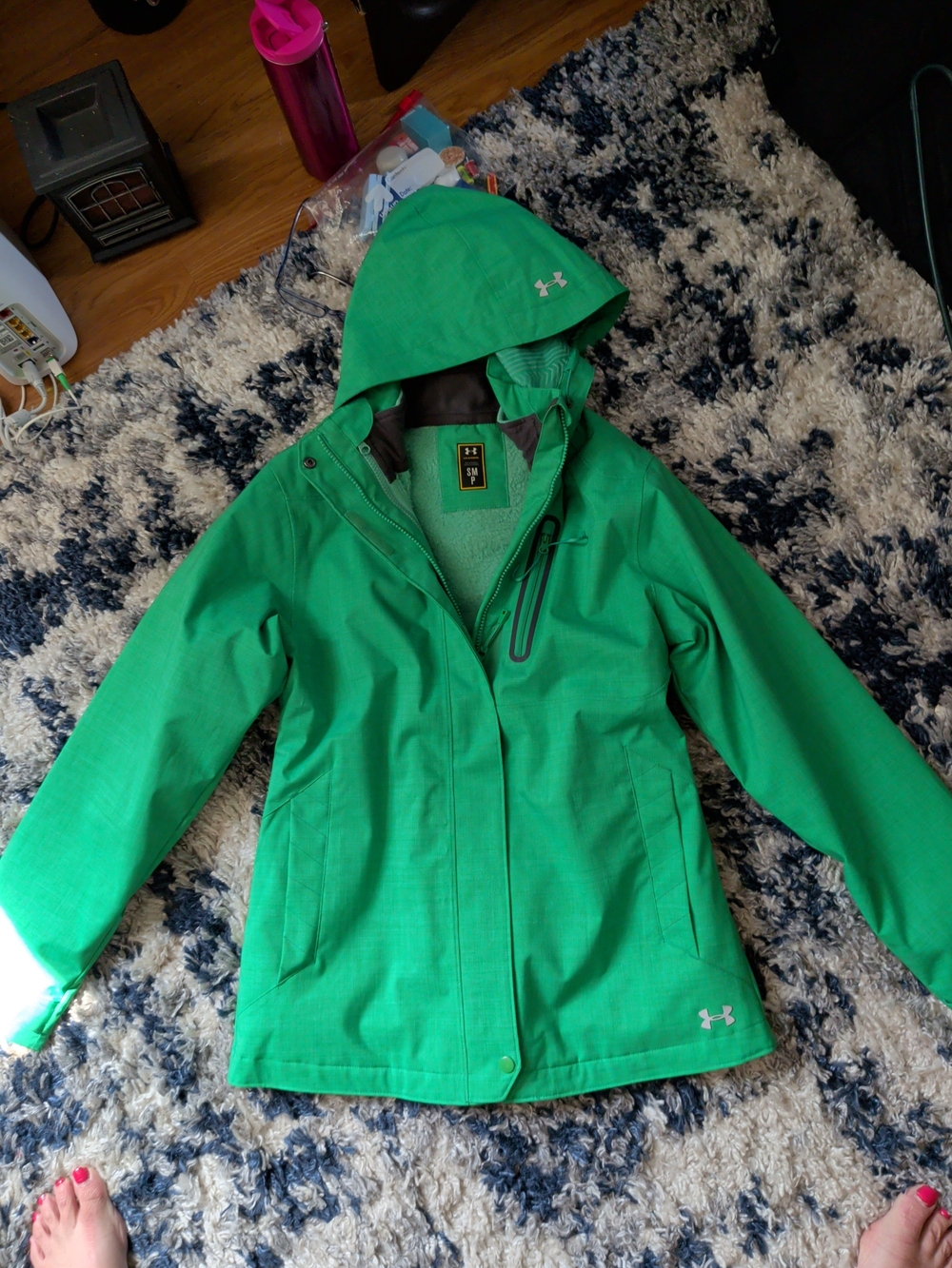Under Armour Bright Green Women’s Waterproof Ski Jacket with Hood
